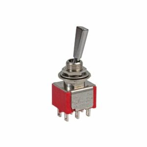 DPDT On-On Mini Toggle Switch [Flat Bat] on a white background
