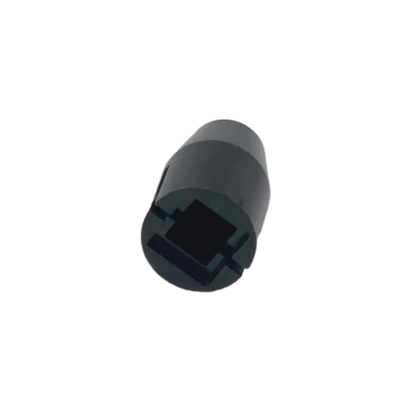 DBX Round Black Pushbutton Switch Cap on a white background