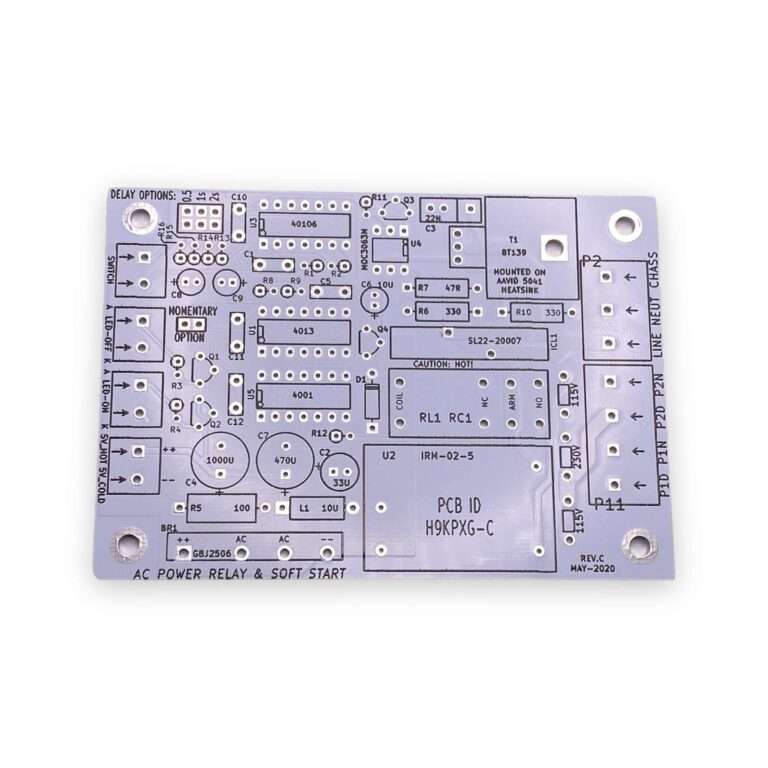 DIY Amplifier Soft-Start & Low Voltage Illuminated On/Off Switch PCB